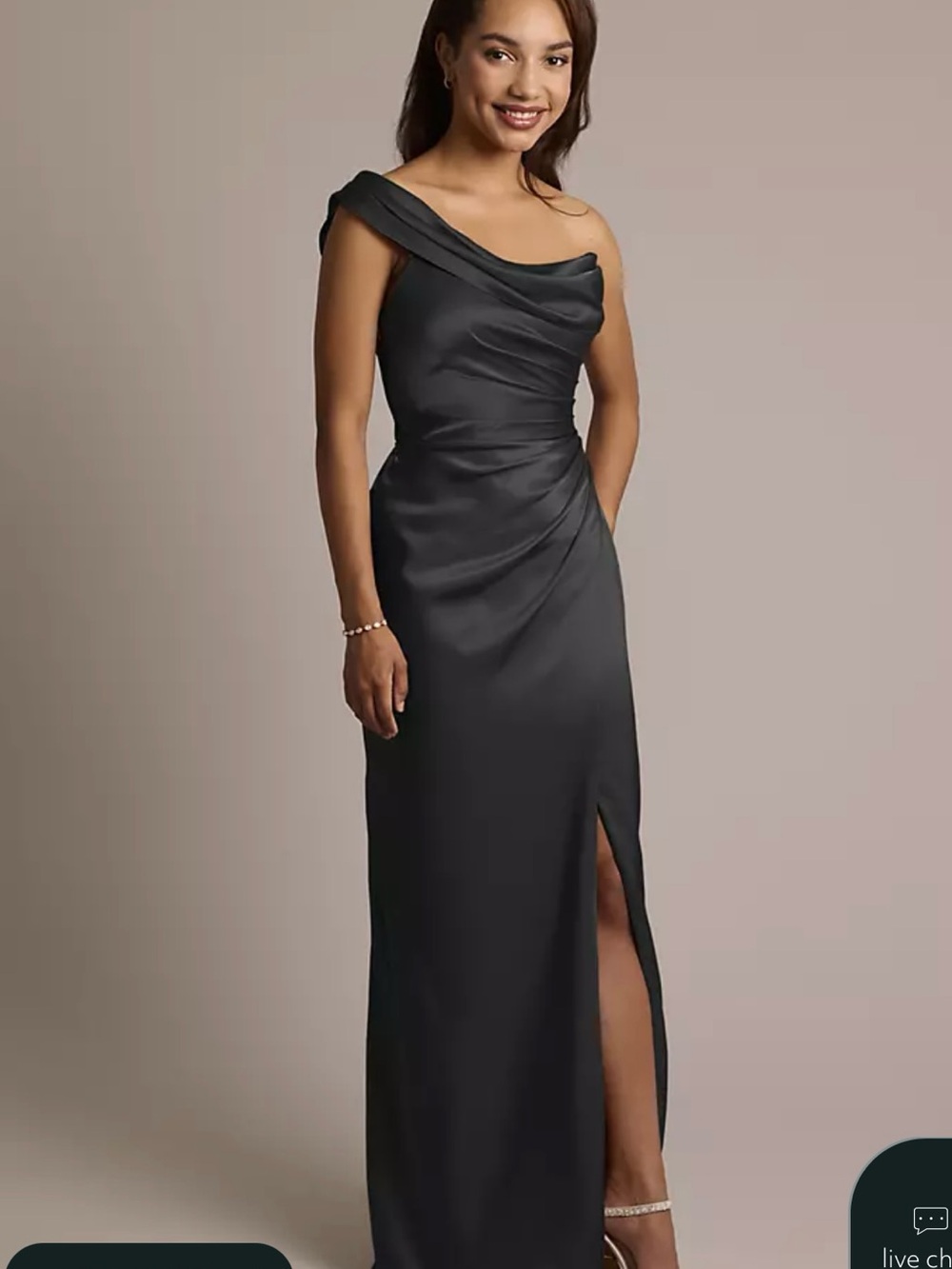 Signature One-Shoulder Black Satin Wedding Gown